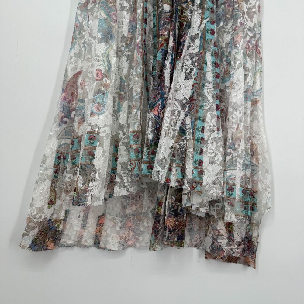 Origami Denim White Lace Vest Cardigan Duster Boho Western Fairy Women Size S/M - Picture 5 of 15